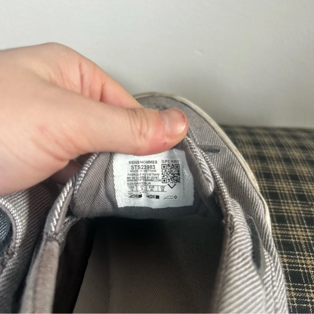 Sperry Top Sider Mens Boat‎ Shoes Gray Striped Canvas Lace Up Size 8